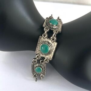 Vintage Metal Link Bracelet S Hook Clasp Silver Tone